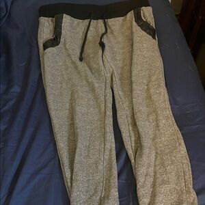 Gray Jogger Pants with Black Accents